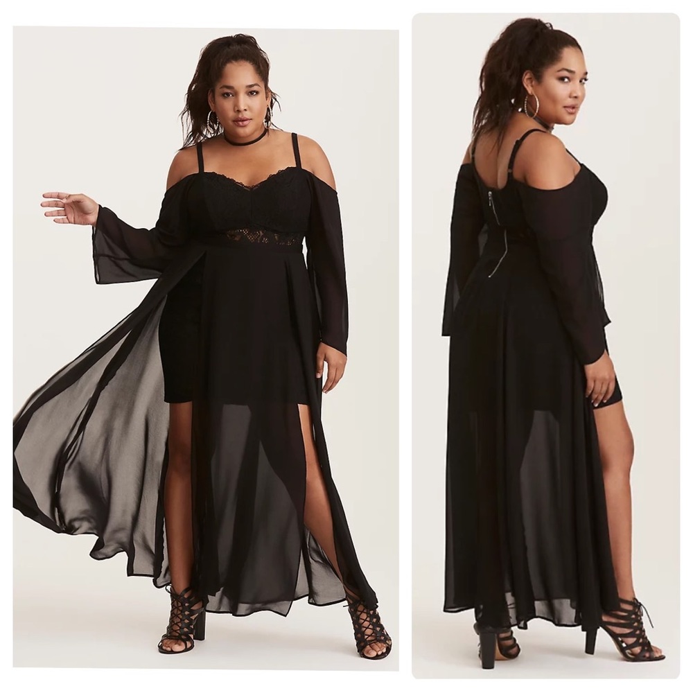 Torrid Insider Collection black lace chiffon dress